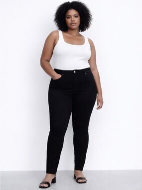 Zara Black High Waisted Skinny Jeans Stretch Denim Classic Slim Fit 14 NWT